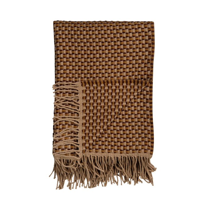 Isak Wool blanket, 150 x 210 cm, brown / beige from Røros Tweed
