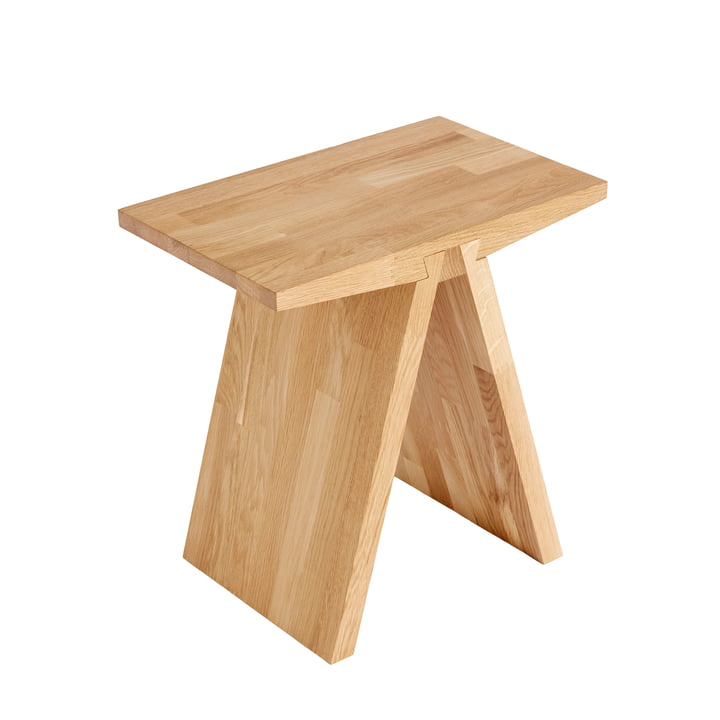 Angle Stool, 45 x 45 cm, oak, clear lacquered by Muubs
