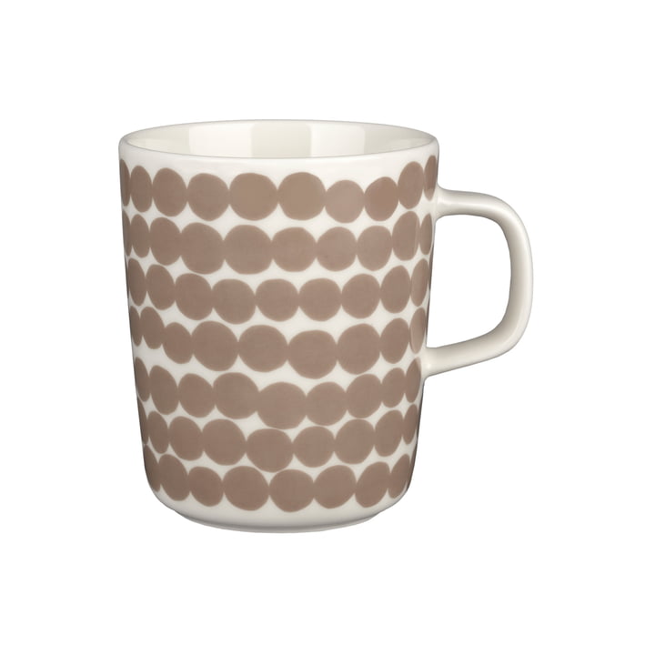 Oiva Siirtolapuutarha Mug with handle 250 ml, white / clay by Marimekko