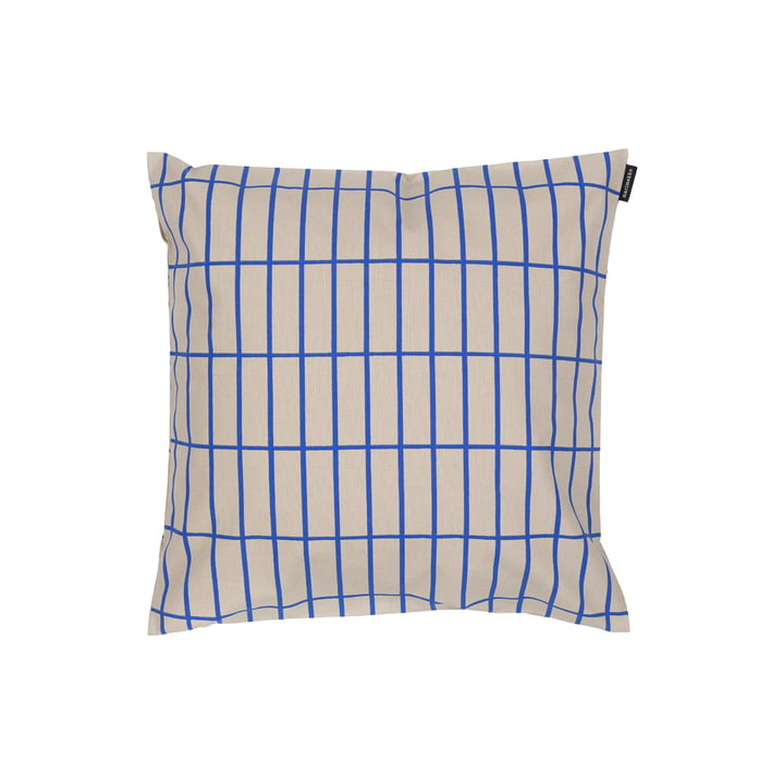 Pieni Tiiliskivi Cushion cover, 40 x 40 cm, gray / electric blue by Marimekko