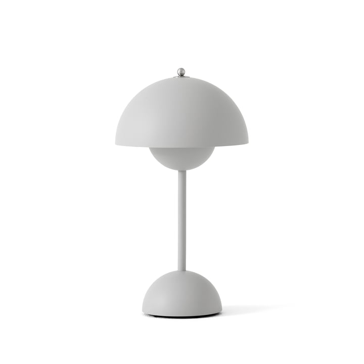 The Flowerpot battery table lamp VP9 from & Tradition in light gray matt