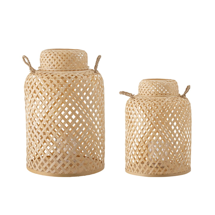 Madlin Lantern with glass from Bloomingville in natural (set of 2)