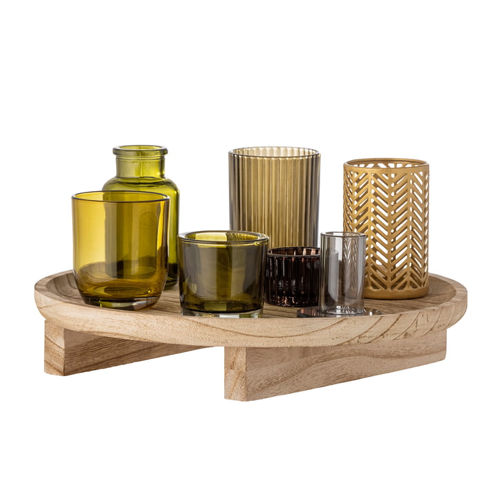 Sanga Tray with tea light holders from Bloomingville in the finish natural