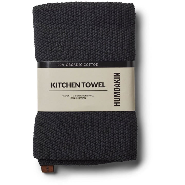 Knitted kitchen towel from Humdakin in the design coal