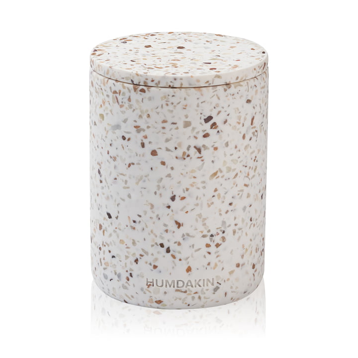Terrazzo storage with lid from Humdakin in the finish Lucca red / beige