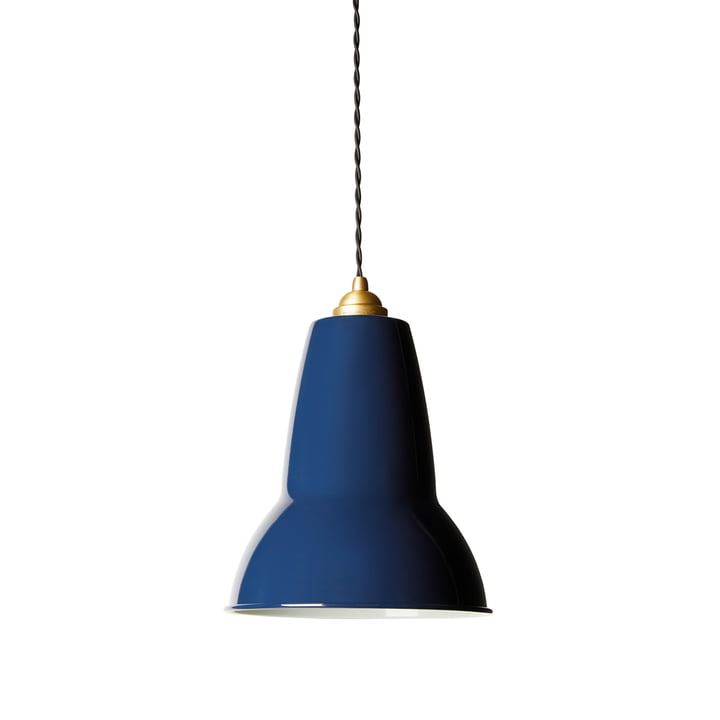 Original 1227 Midi brass pendant lamp from Anglepoise in the color ink blue