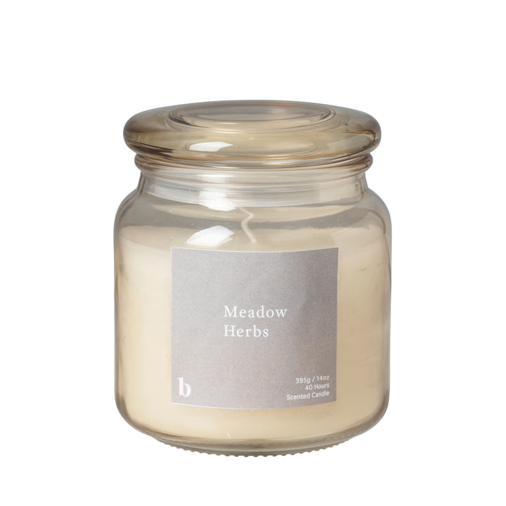 Scented candle in glass, Ø 10 x 1 1. 5 cm, meadow herbs by Broste Copenhagen