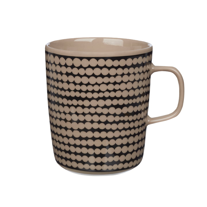 Oiva Siirtolapuutarha Mug with handle 250 ml, terra / black by Marimekko