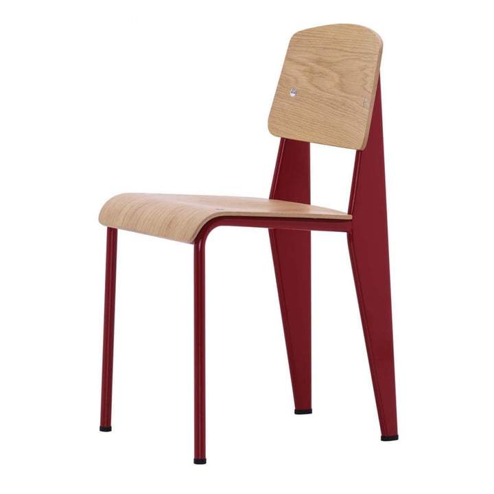 Prouvé Standard chair from Vitra in natural oak / Japanese Red