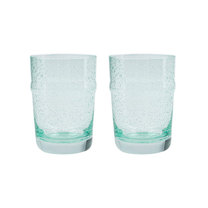 Rain Drinking glass, h 10,5 cm, blue (set of 2) from House Doctor