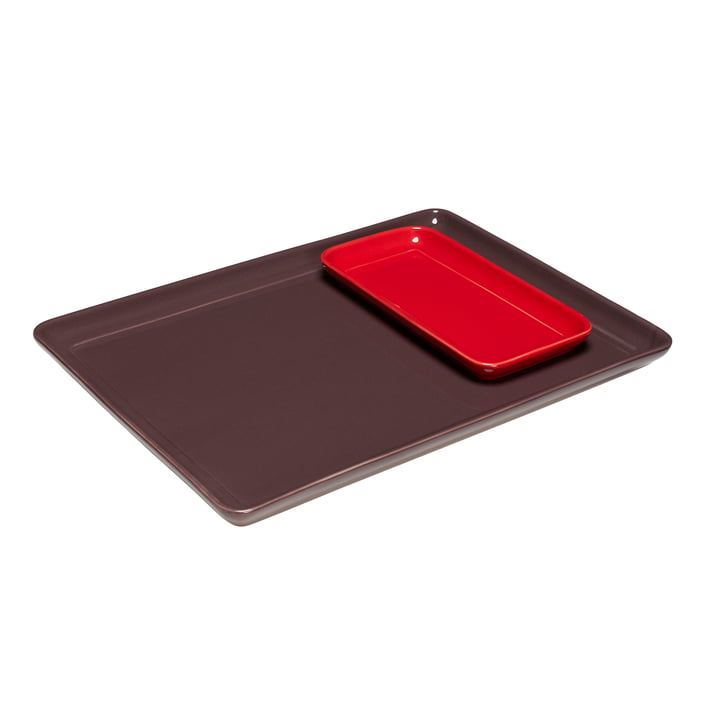 Amare tray, burgundy / red (set of 2) from Hübsch Interior