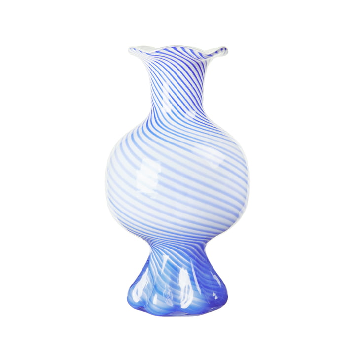 Mella Vase from Broste Copenhagen in the color intense blue / off-white
