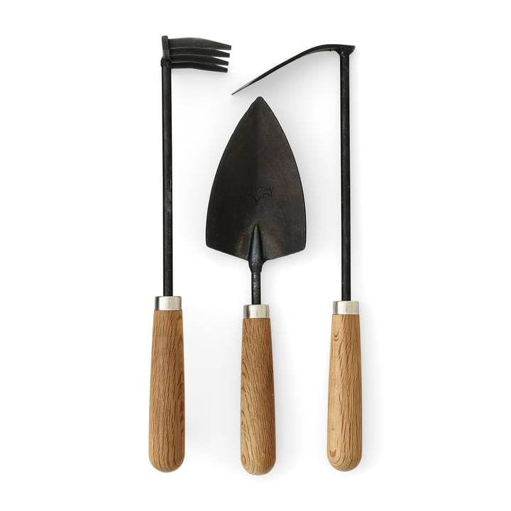 Pallares garden tools (set of 3), black, natural oak Audo