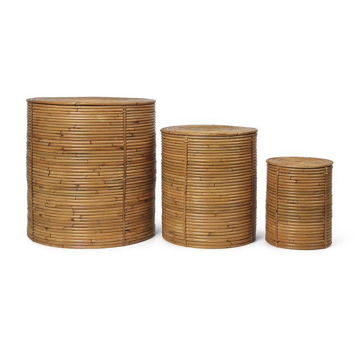 ferm Living - Column Storage, natural stained (set of 3)