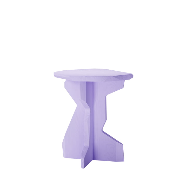 Fels Stool, solid lacquered ash, lilac by OUT Objekte unserer Tage