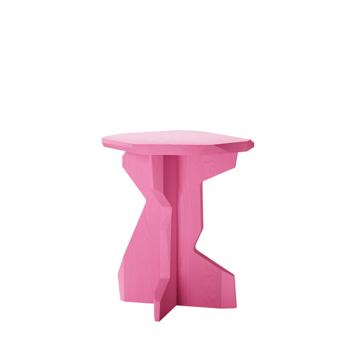 Fels Stool, solid lacquered ash, miamipink from OUT Objekte unserer Tage