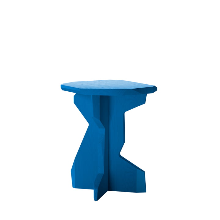 Fels Stool, solid lacquered ash, berlin blue from OUT Objekte unserer Tage