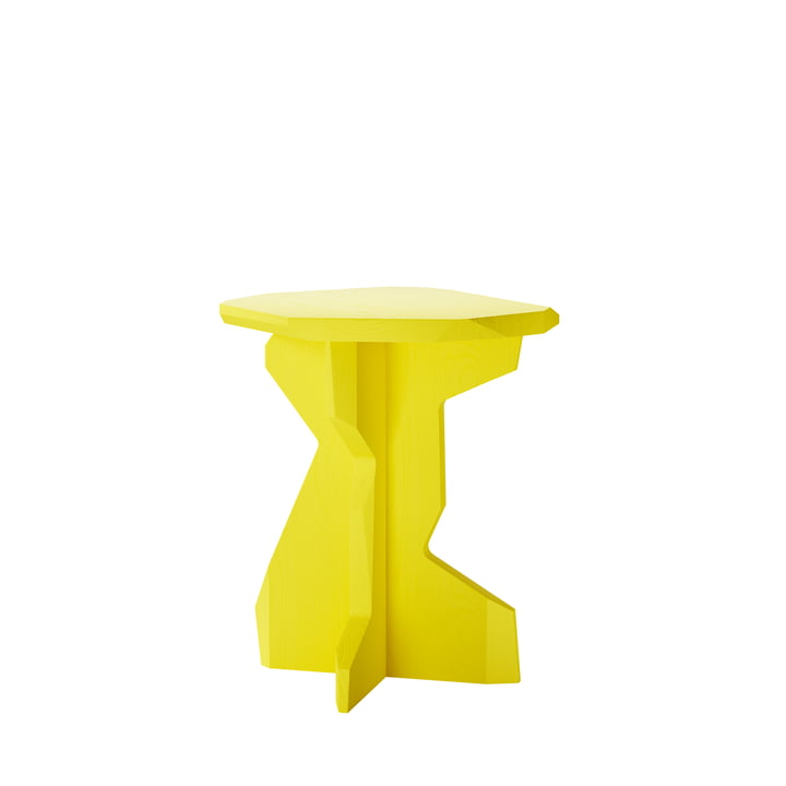 Fels Stool, solid ash lacquered, sulphur yellow by OUT Objekte unserer Tage