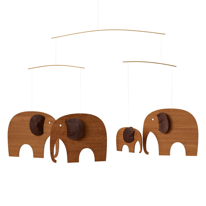Elephant meeting mobile from Flensted Mobiles in teak finish