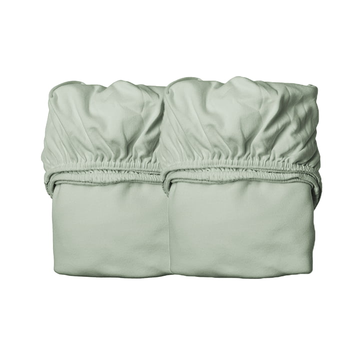 Leander - Fitted sheet for baby crib, 100% organic cotton, 115 x 60 cm, sage green (set of 2).