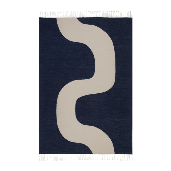 Seireeni Blanket, 130 x 180 cm, off-white / dark blue from Marimekko