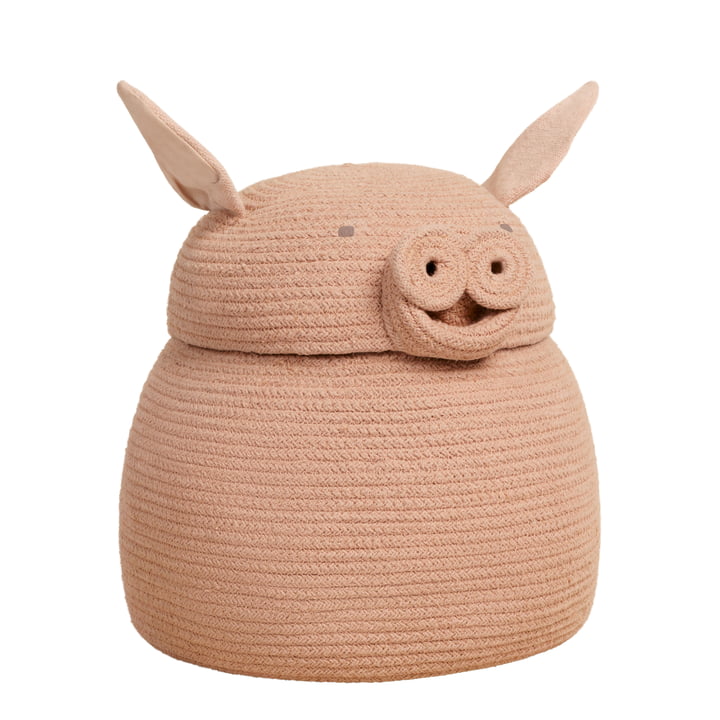 Play and storage basket from Lorena Canals in the Peggy the Pig design, pink