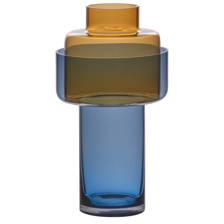Glass vase Aura from Remember in color blue / amber