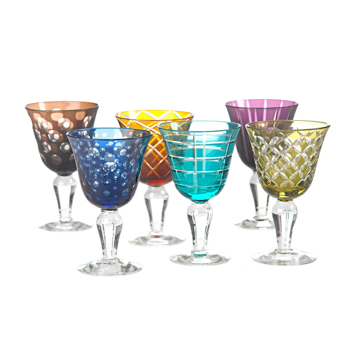 Pols Potten - Cuttings Wine glass, multicolor (set of 6)