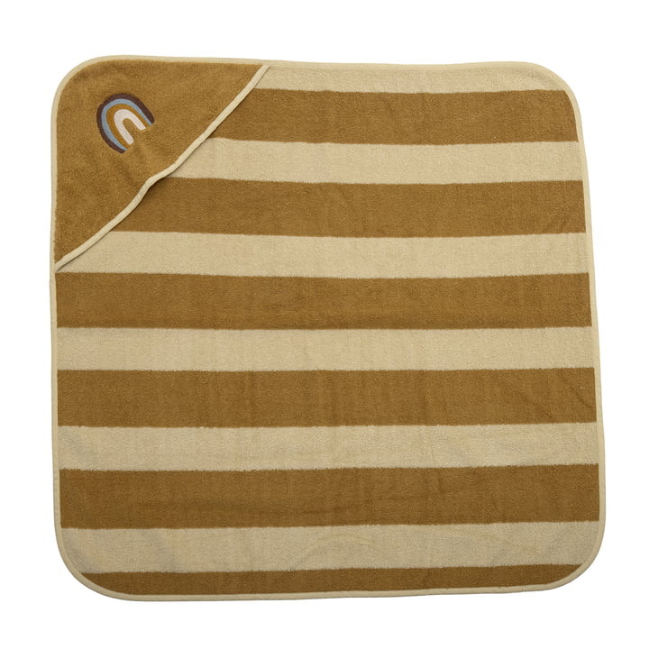 Mini Agnes towel with hood from Bloomingville in color yellow / brown