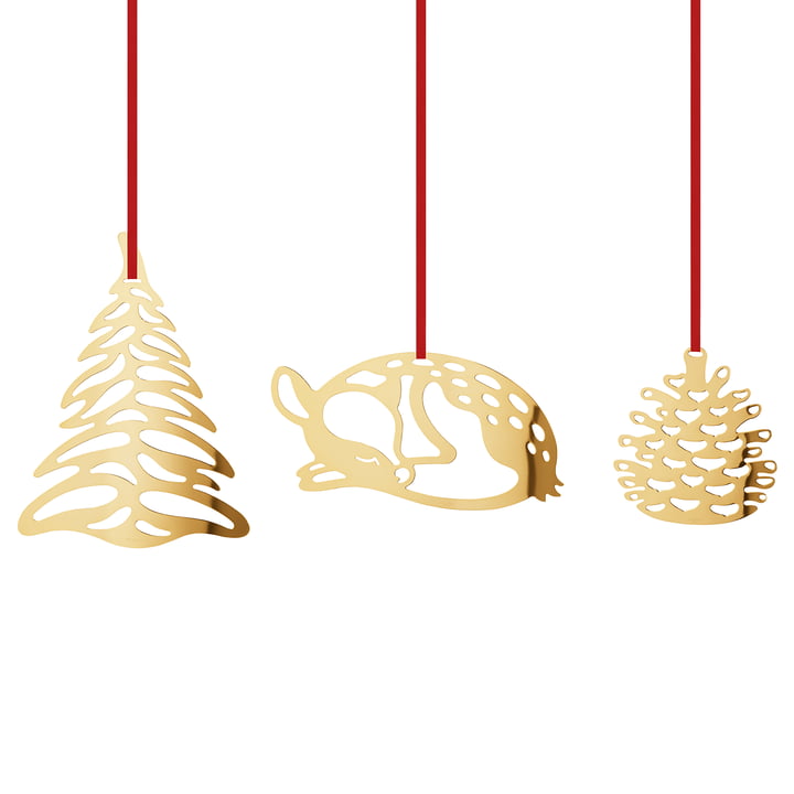 Large Christmas Ornament, gold (set of 3) from Georg Jensen
