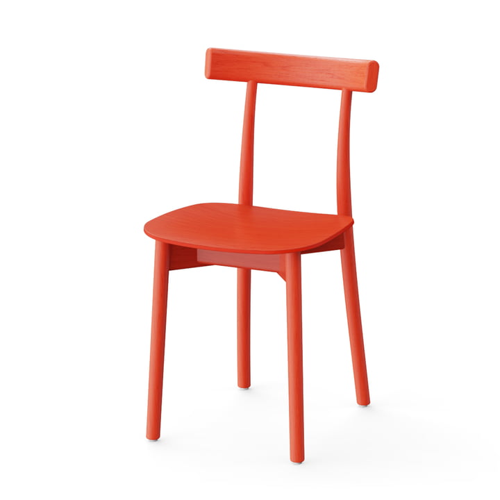 Skinny Wooden Chair in the version red (RAL 3020)