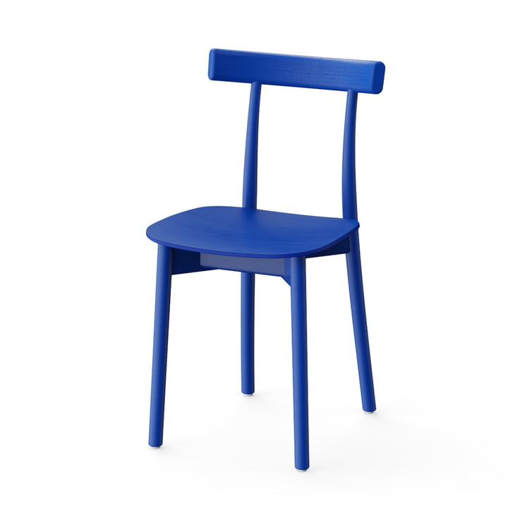 Skinny Wooden Chair in the blue version (RAL 5002)