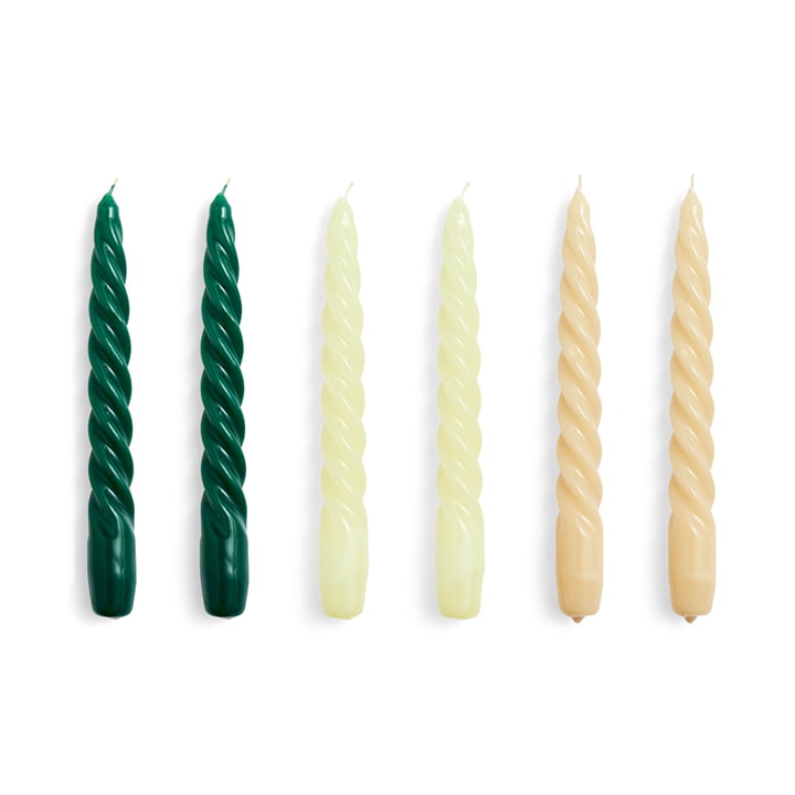Twist Stick candles from Hay in the version green / citrus / beige