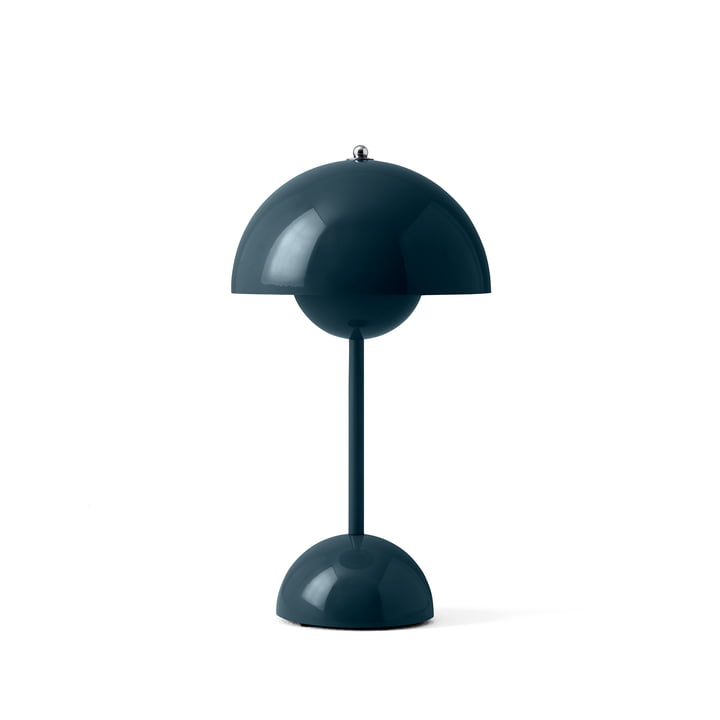 Flowerpot rechargeable table lamp VP9 from & Tradition in gray-blue (Exclusive Edition)