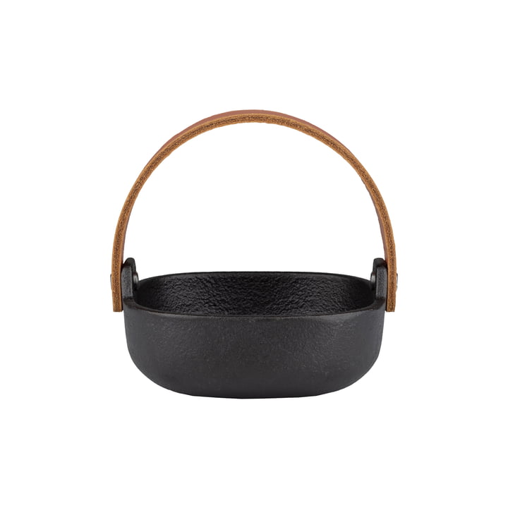 Marimekko - Oiva Mini Koppa serving bowl with cast iron leather handle, 10.7 x 11.5 cm, black