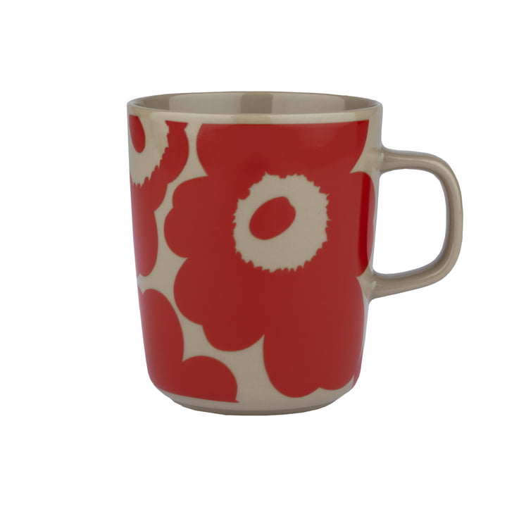 Oiva Unikko Mug with handle, 250 ml, terra / red by Marimekko