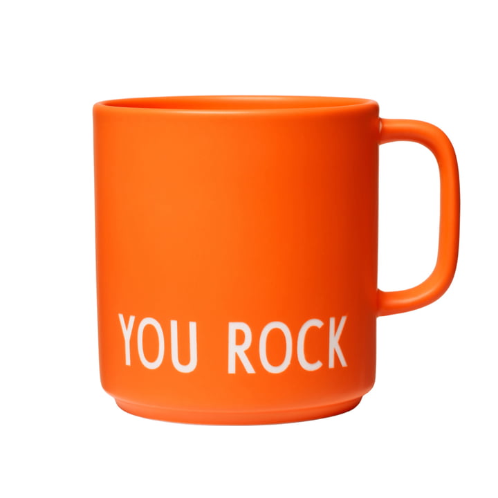 AJ Favourite Porcelain mug with handle, You Rock / orange by Design Letters