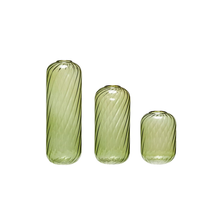 Hübsch Interior - Fleur Vase, green (set of 3)