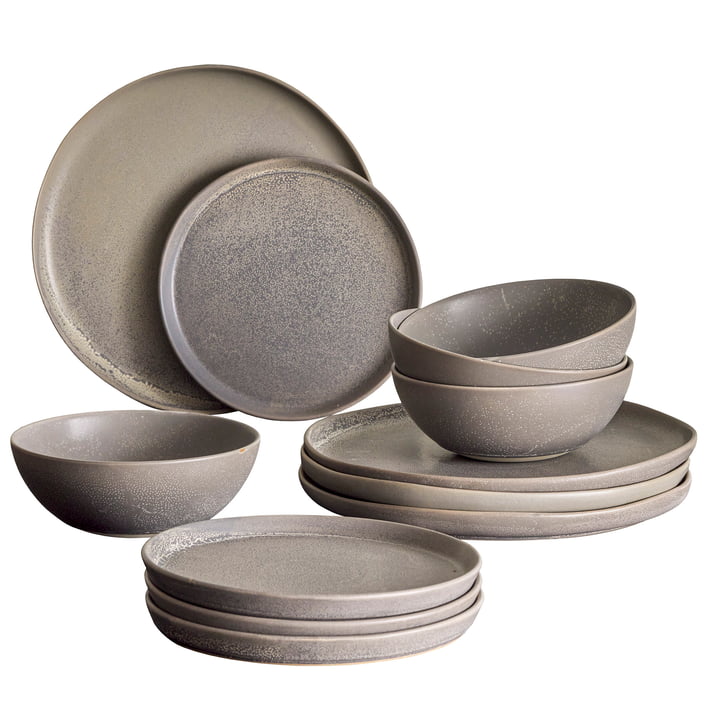 Kendra Tableware set, gray (12 pieces) from Bloomingville