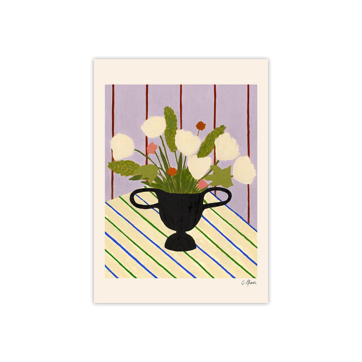 Flowers on Striped Cloth by Carla Llanos for The Poster Club