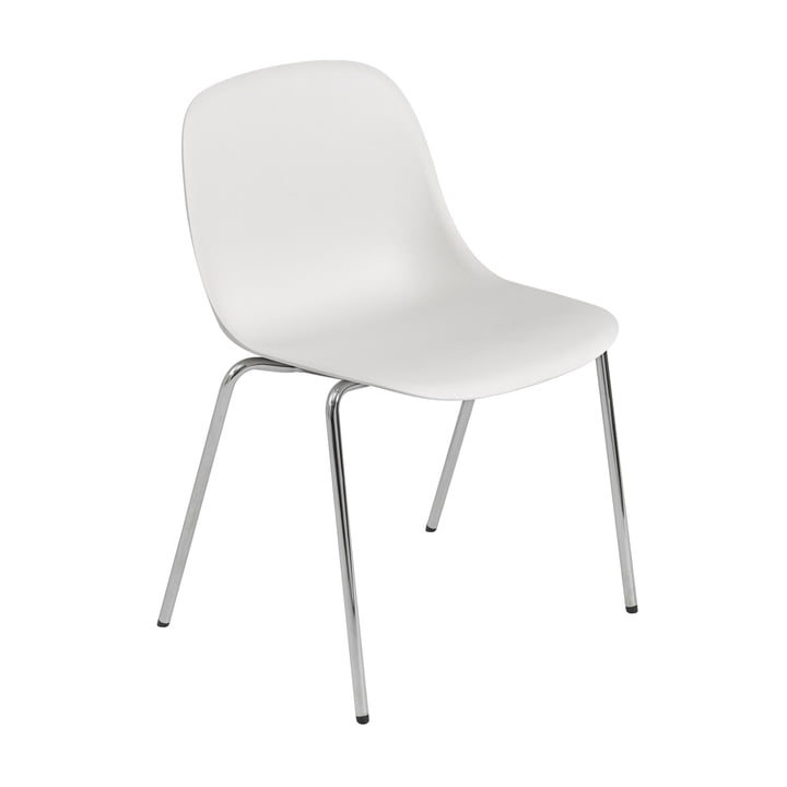 Muuto - Fiber Side Chair Tube Base, chrome / white recycled