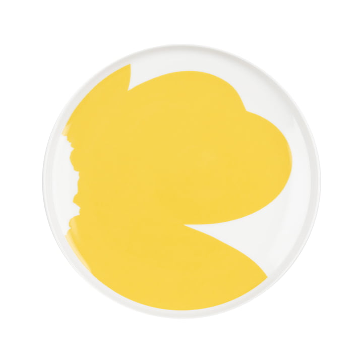 Oiva Iso Unikko Plate, Ø 25 cm, white / spring yellow by Marimekko