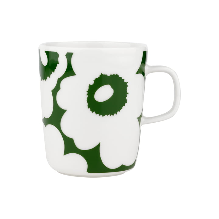 Oiva Unikko Mug with handle, 60th Anniversary, 250 ml, white / green by Marimekko