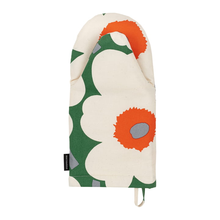 Pieni Unikko Oven glove, green / cotton / orange by Marimekko