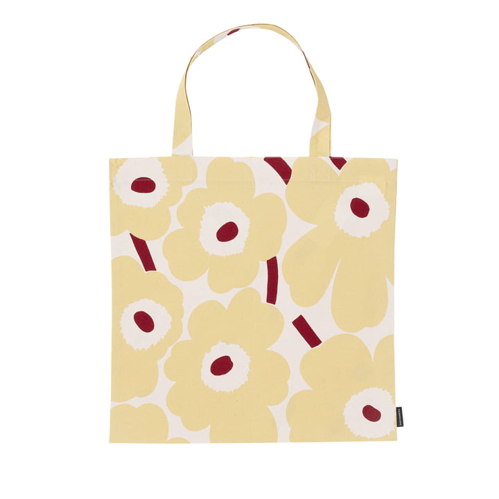Pieni Unikko Cotton bag, cotton / butter yellow / red by Marimekko