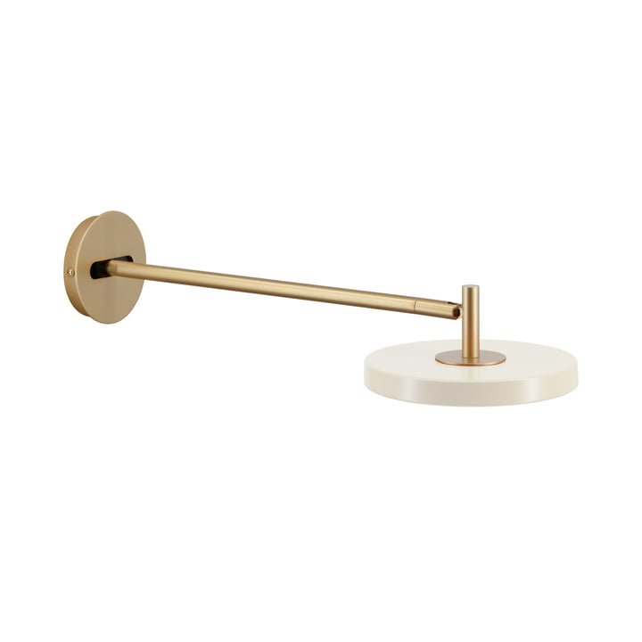 Asteria LED wall light, long, brass / pearl white by Umage