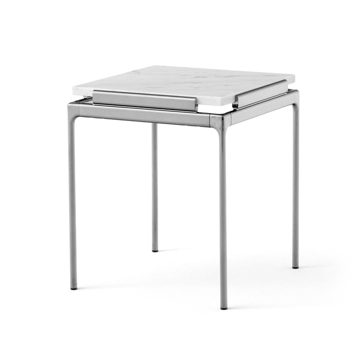 Sett Side Table LN11, Bianco Carrara / dark chrome from & Tradition