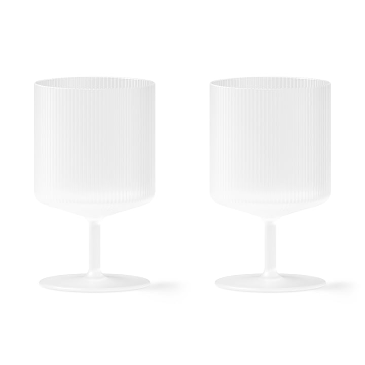 Ripple Wine glass, frosted (set of 2) from ferm Living
