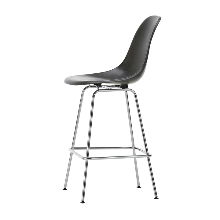 Eames Fiberglass Bar stool, medium, chrome-plated / elephant hide-grey by Vitra