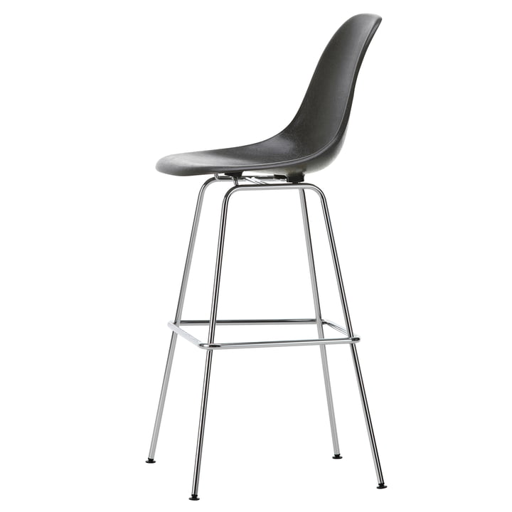 Eames Fiberglass Bar stool, high, chrome-plated / elephant hide-grey by Vitra